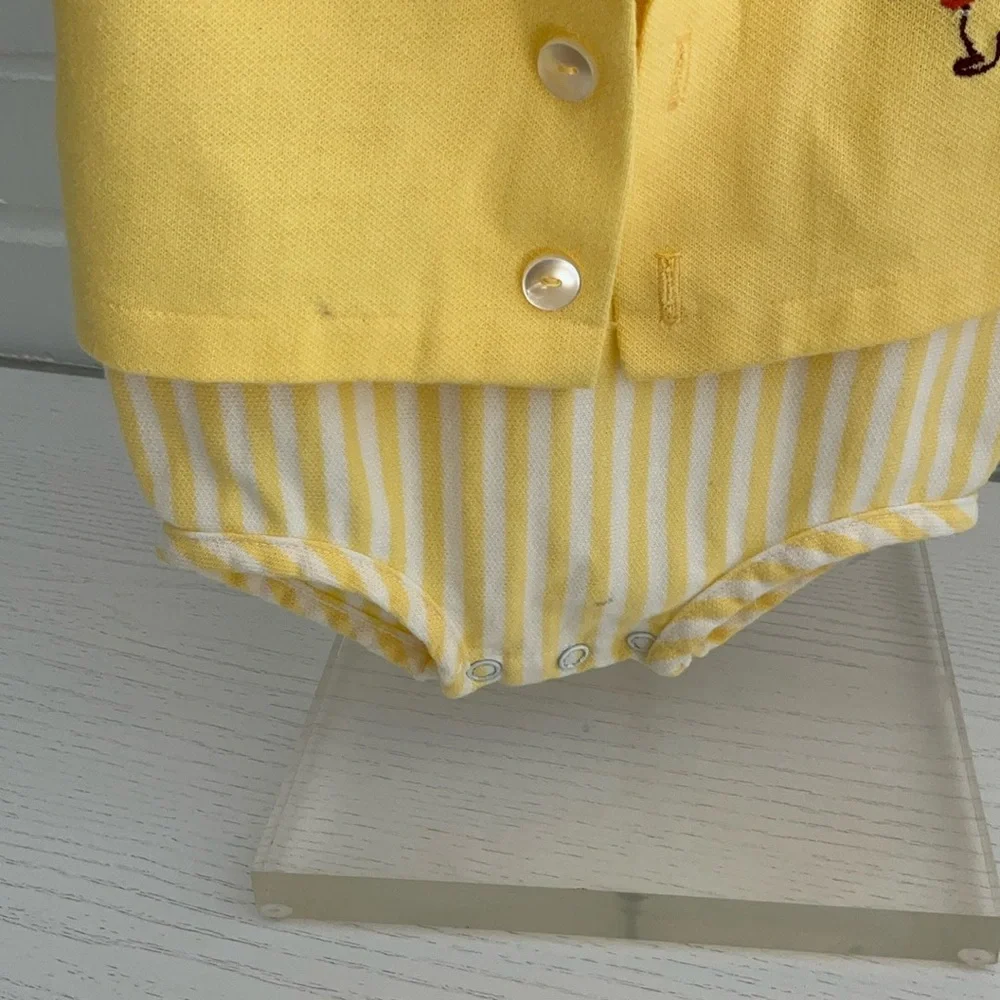 Baby Boys Classic Vintage Two-Piece Yellow Summer Romper Outfit Size 6 Months